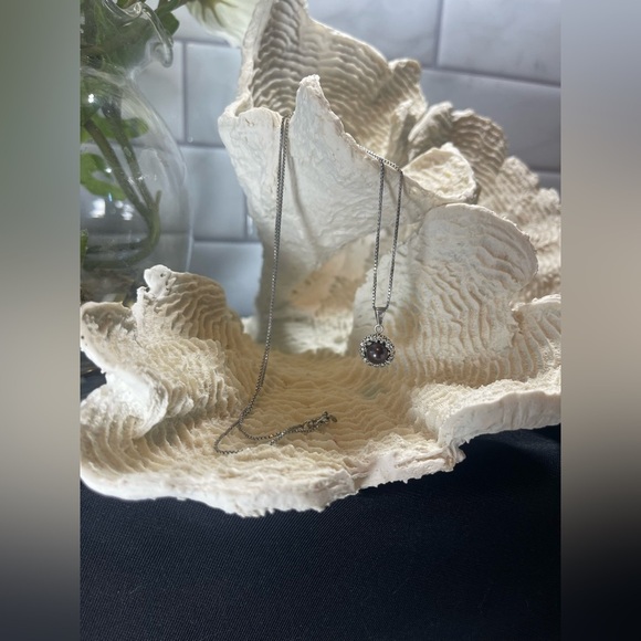 Stunning 925 Italian Sterling Silver Genuine Black Grey Pearl wDiamonds Necklace - Picture 1 of 13